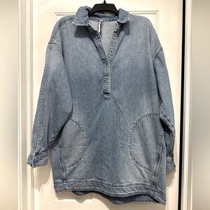 Free People Denim Oversized Tunic